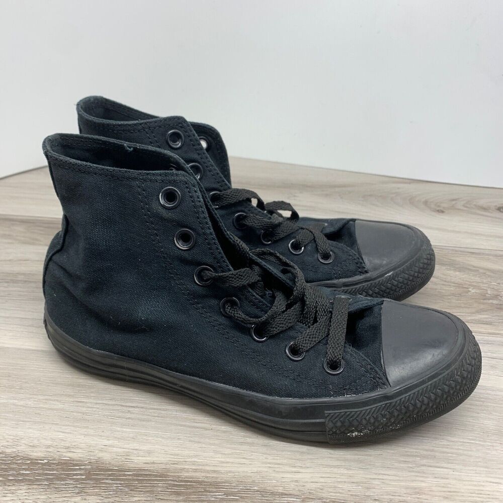 Converse Triple Black Canvas Hi Top Sneakers Mens Womens Size